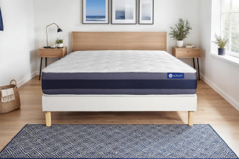 Ensemble Matelas Sommier 200x200 cm - Sommier Blanc (en kit) - Actiflex Morpho