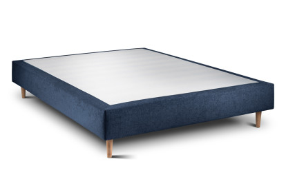 Lit 150x200 cm - Sommier tapissier H35 cm + tête de lit capitonnée - Tissu Toile natté Bleu Océan