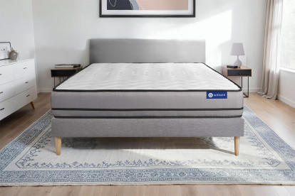 Ensemble Matelas Sommier 180x200 cm - Sommier Gris (en kit) - Actimemo Night