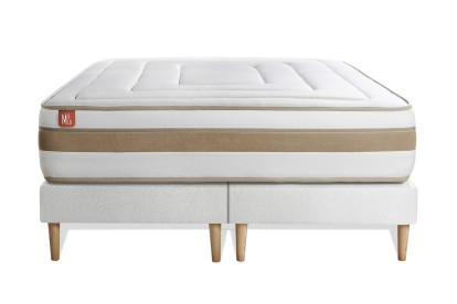 Ensemble Matelas Sommier 200x200 cm - 2 Sommiers Blanc - Le Raffiné