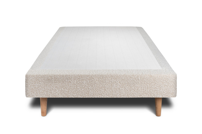 Lit 90x200 cm avec Tête de lit tapissée - Tissu Bouclette