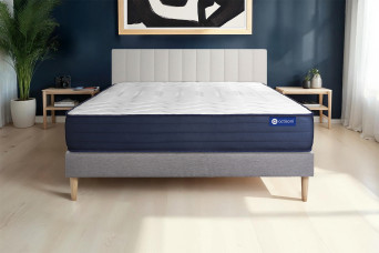 Ensemble Matelas Sommier 140x200 cm - Sommier Gris (en kit) - Actilatex Life
