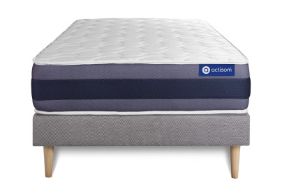 Ensemble Matelas Sommier 90x190 cm - Sommier Gris (en kit) - Actimemo Morpho