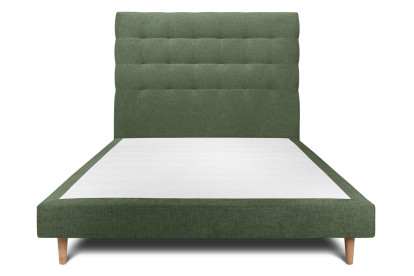 Lit 160x200 cm - Sommier tapissier H29 cm + tête de lit capitonnée - Tissu Toile natté Vert Kaki