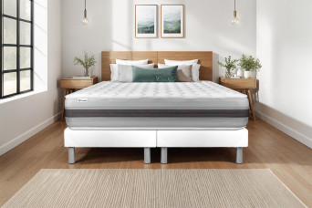 Ensemble Matelas Sommier 200x200 cm - 2 Sommiers Blanc - Vitalspring Recover