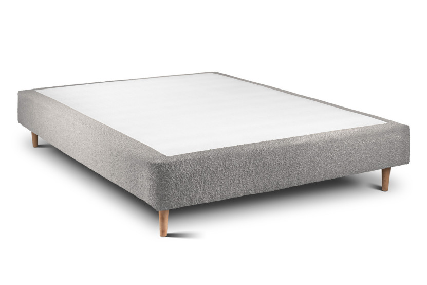 Lit 150x190 cm avec Tête de lit tapissée - Tissu Bouclette