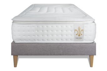 Ensemble Matelas Sommier 90x190 cm - Sommier Gris (déjà monté) - Vingt-Quatre PLUS