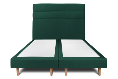 Lit 2x 100x200 cm - Sommier tapissier H29 cm + tête de lit à lignes - Tissu Velours Vert