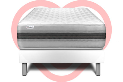 Ensemble Matelas Sommier 90x200 cm - Sommier Blanc (en kit) - Vitalmemo Back