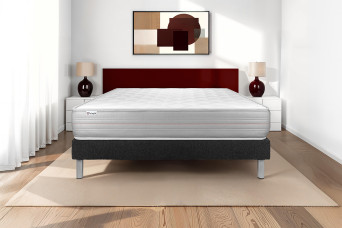 Ensemble Matelas Sommier 200x200 cm - Sommier Noir (en kit) - Vitalmemo