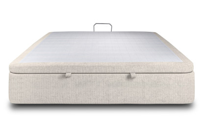 Sommier Coffre 160x200 cm - Toile nattée  - Beige clair