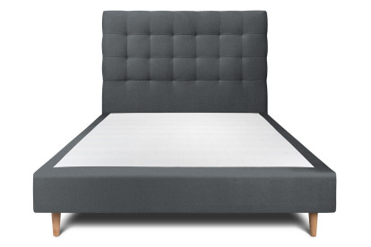 Lit 135x190 cm - Sommier tapissier H35 cm + tête de lit capitonnée - Tissu Velours Gris Anthracite