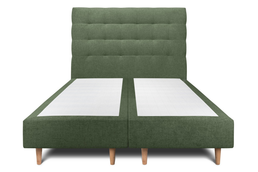 Lit 2x80x200 cm avec Tête de lit capitonnée - Tissu Toile natté