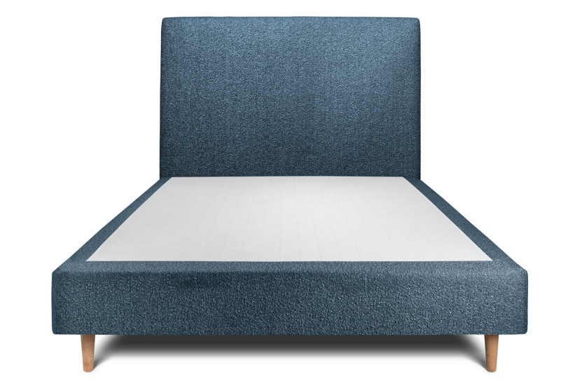Lit 150x190 cm avec Tête de lit tapissée - Tissu Bouclette