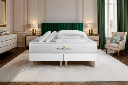 Pack lit complet 160x200 cm - Matelas + 2 Sommiers Blancs + 2 oreillers + Couette - Lancaster