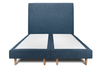 Lit 2x 100x200 cm - Sommier tapissier H29 cm + tête de lit tapissée - Tissu Toile natté Bleu Océan