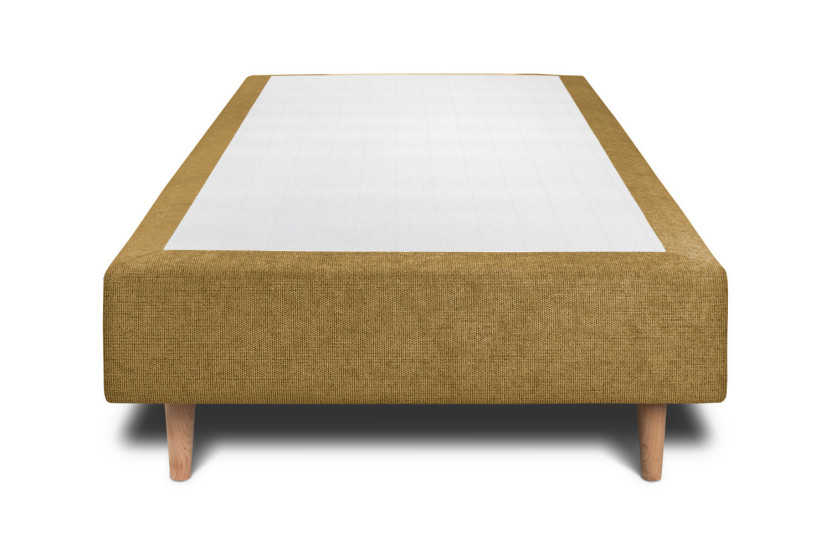 Lit 90x200 cm avec Tête de lit tapissée - Tissu Toile natté