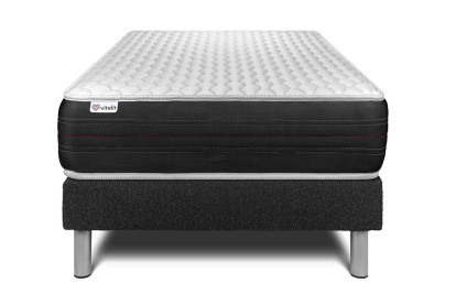 Ensemble Matelas Sommier 90x200 cm - Sommier Noir (déjà monté) - Vitalspring