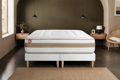 Pack lit complet 160x200 cm - Matelas + 2 Sommiers Blancs + 2 oreillers + Couette - Le Raffiné