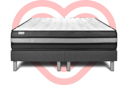 Ensemble Matelas Sommier 200x200 cm - 2 Sommiers Gris - Vital Power Zen