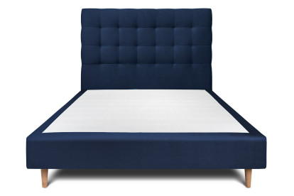 Lit 135x190 cm - Sommier tapissier H35 cm + tête de lit capitonnée - Tissu Velours Bleu Océan