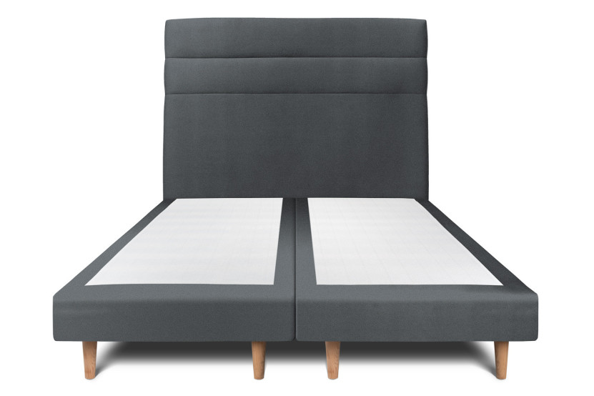 Lit 2x90x200 cm avec Tête de lit à lignes - Tissu Velours