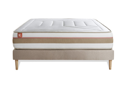 Ensemble Matelas Sommier 160x200 cm - Sommier Beige (déjà monté) - Le Tendre