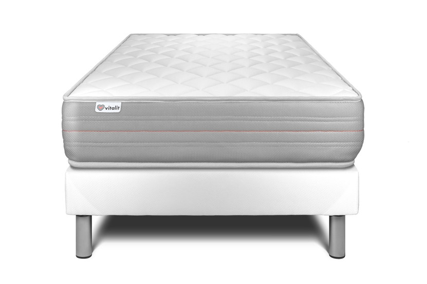 Ensemble Matelas Sommier 90x190 cm - Sommier Blanc (en kit) - Vitalmemo