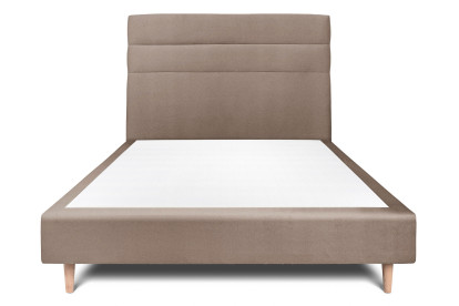 Lit 140x190 cm - Sommier tapissier H35 cm + tête de lit à lignes - Tissu Velours Taupe