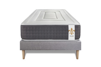 Ensemble Matelas Sommier 90x190 cm - Sommier Gris (déjà monté) - Vingt-Six