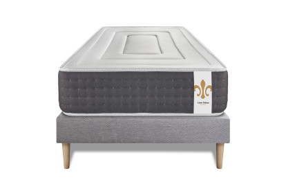 Ensemble Matelas Sommier 90x190 cm - Sommier Gris (déjà monté) - Vingt-Six