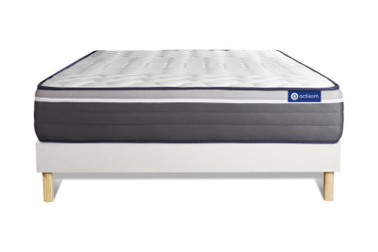 Ensemble Matelas Sommier 120x190 cm - Sommier Blanc (en kit) - ActiMemo Plus