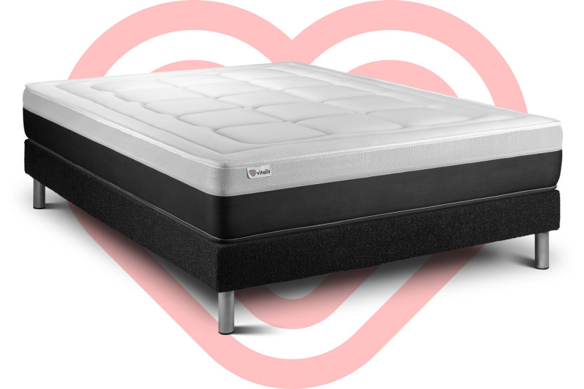 Ensemble Matelas Sommier 140x200 cm - Sommier Noir (en kit) - Vital Form