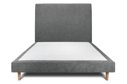 Lit 150x200 cm - Sommier tapissier H29 cm + tête de lit tapissée - Tissu Toile natté Gris Anthracite