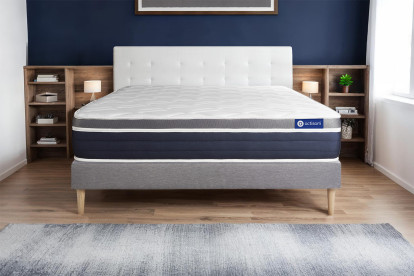Ensemble Matelas Sommier 160x200 cm - Sommier Gris (en kit) - Actimemo Confort