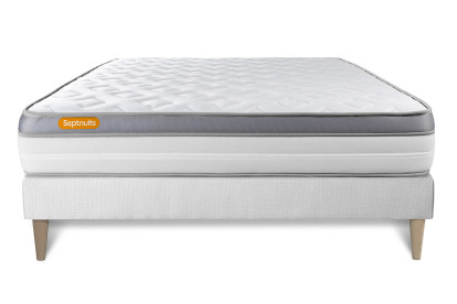 Ensemble Matelas Sommier 140x190 cm - Sommier Blanc (en kit) - Memo Zen