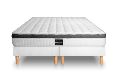 Pack lit complet 200x200 cm - Matelas + 2 Sommiers Blancs + 2 oreillers + Couette - Supérieur