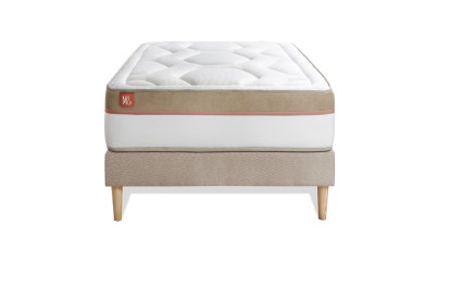 Ensemble Matelas Sommier 90x200 cm - Sommier Beige (en kit) - Le Cosy