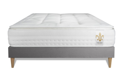 Ensemble Matelas Sommier 160x200 cm - Sommier Gris (en kit) - Vingt-Huit PLUS