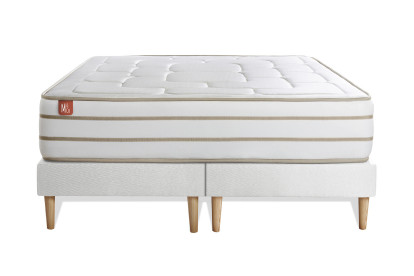 Pack lit complet 180x200 cm - Matelas + 2 Sommiers Blancs + 2 oreillers + Couette - Le Douillet