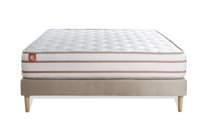 Ensemble Matelas Sommier 140x190 cm - Sommier Beige (déjà monté) - Le Doux