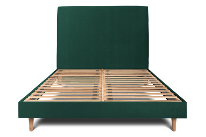 Lit 150x200 cm - Sommier à lattes H29 cm + tête de lit tapissée - Tissu Velours Vert