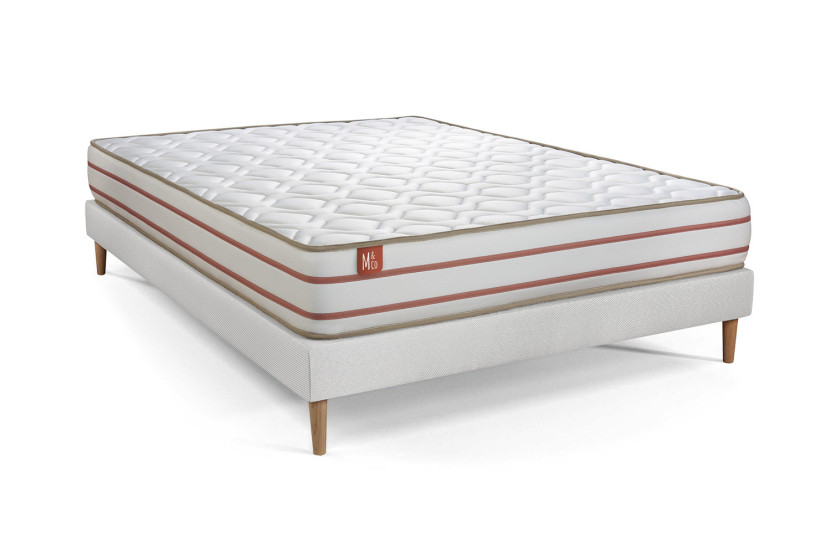 Pack lit complet 140x200 cm - Matelas + Sommier Blanc + 2 oreillers + Couette - Le Doux