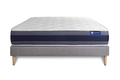 Ensemble Matelas Sommier 200x200 cm - Sommier Gris (en kit) - Actiflex Morpho