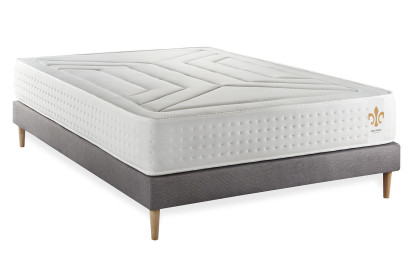Ensemble Matelas Sommier 140x200 cm - Sommier Gris (déjà monté) - Vingt-Quatre