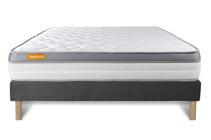 Ensemble Matelas Sommier 140x200 cm - Sommier Gris (déjà monté) - Memo Zen