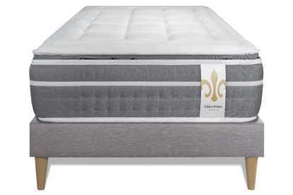 Ensemble Matelas Sommier 90x200 cm - Sommier Gris (en kit) - Trente PLUS