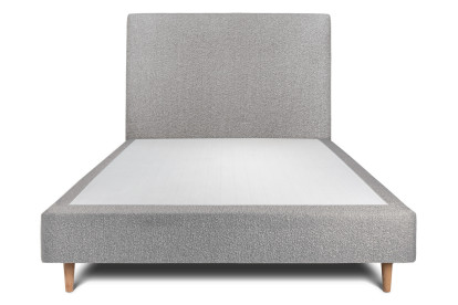 Lit 150x190 cm - Sommier tapissier H35 cm + tête de lit tapissée - Tissu Bouclette Gris