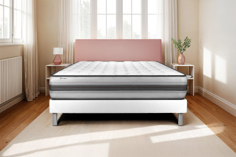 Ensemble Matelas Sommier 200x200 cm - Sommier Blanc (en kit) - Vitalpower Recover