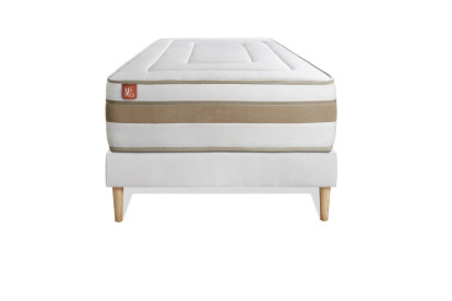 Ensemble Matelas Sommier 90x190 cm - Sommier Blanc (en kit) - Le Raffiné